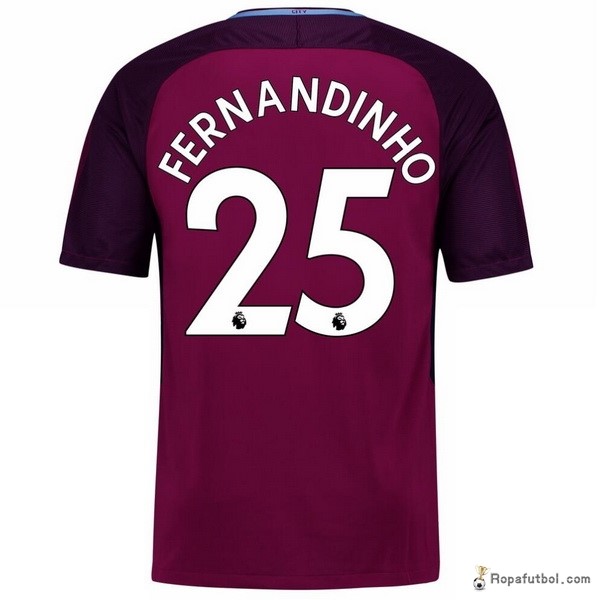 Camiseta Manchester City Replica Segunda Ropa Fernandinho 2017/18